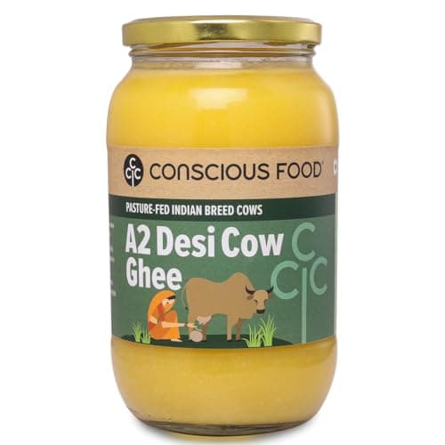 Conscious Food A2 Desi Cow Ghee | 1L | 100% Pure and Premium | Cultured Desi Cow | Natural | Grass Fed | Non - GMO | Immunity Booster | Locally Sourced | Produced in Small batches