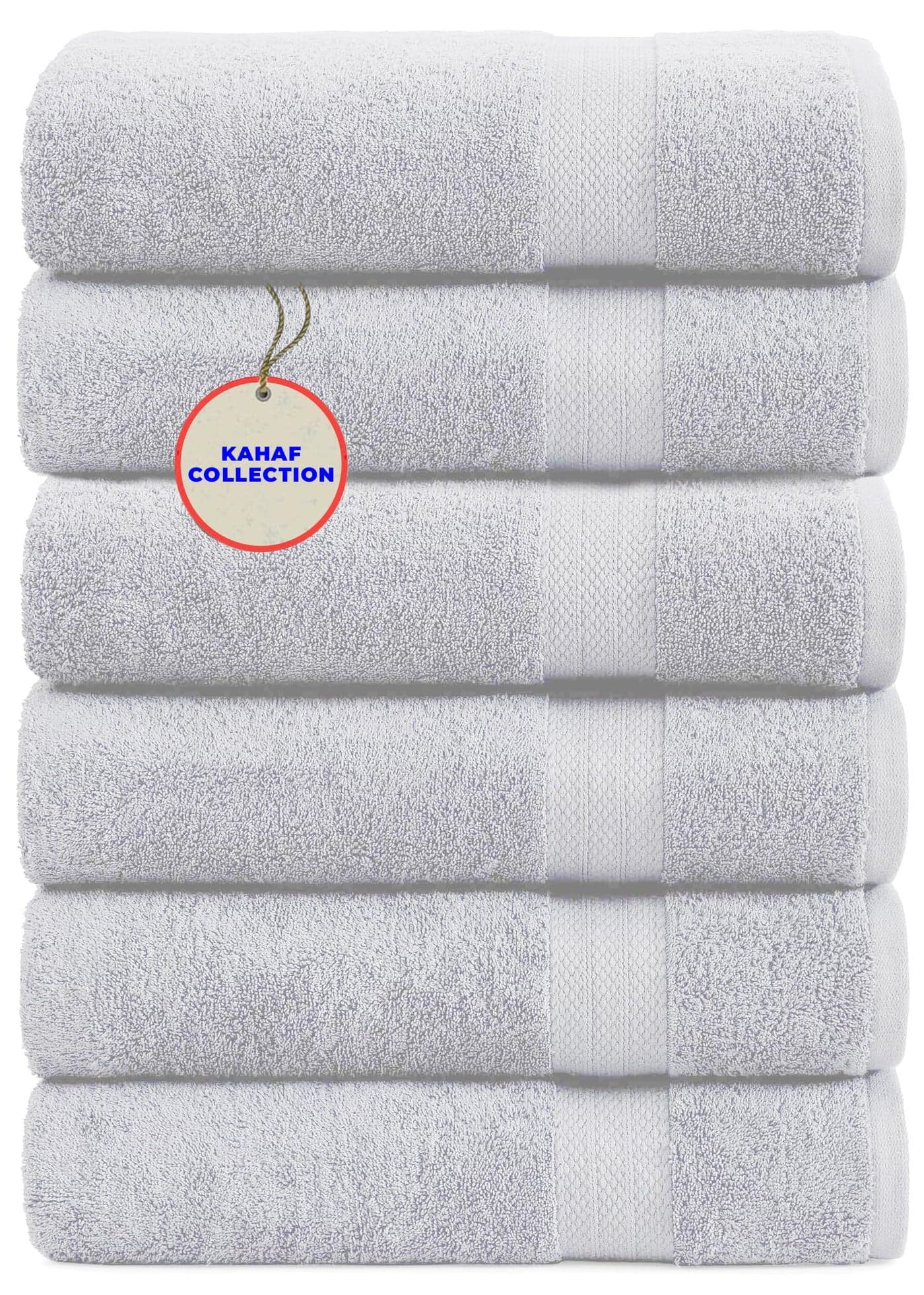 KAHAF COLLECTION 100 Cotton Bath Towel Set White 24x48 Pack of 6 Towels Quick Dry Highly Absorbent Soft Feel Towel Gym Spa Bathroom Shower Pool Luxury Soft Towels LightWeight