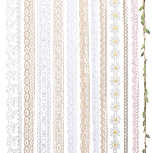 IDONGCAI Lace Ribbon for Craft Vintage Bridal Wedding Scalloped Edge Crochet Lace Gift Wrap Ribbon Mix 24 Yards 2 Yard Each