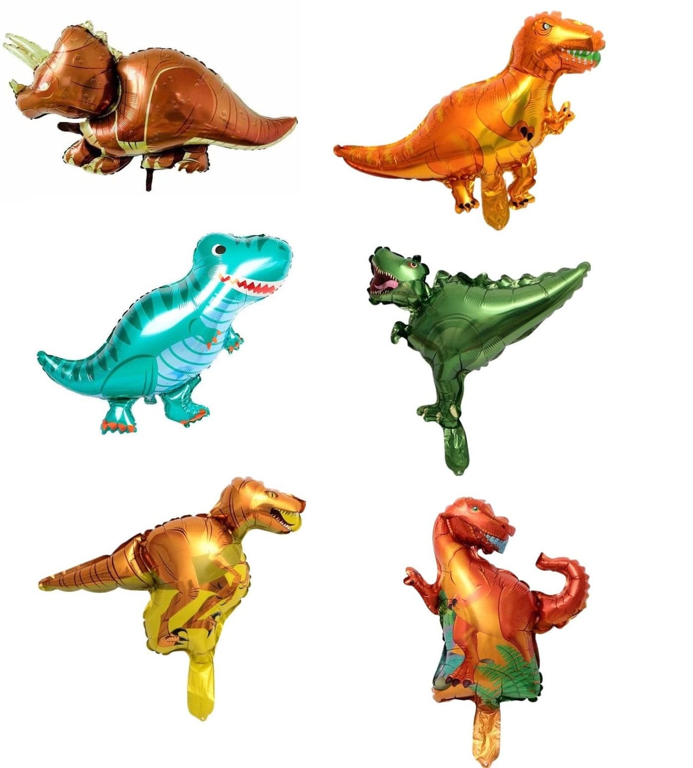 Moira Pack Of 6 Dinosaur Mini Hand Foil Balloons For Jungle Theme Party Decorations|Multicolor