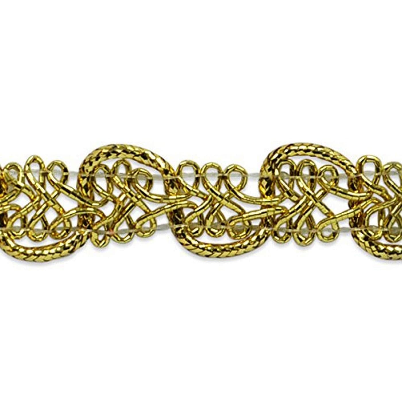 Trims by the Yard Gwen Lacey Metallic Braid Trim Gold 20 yard cut