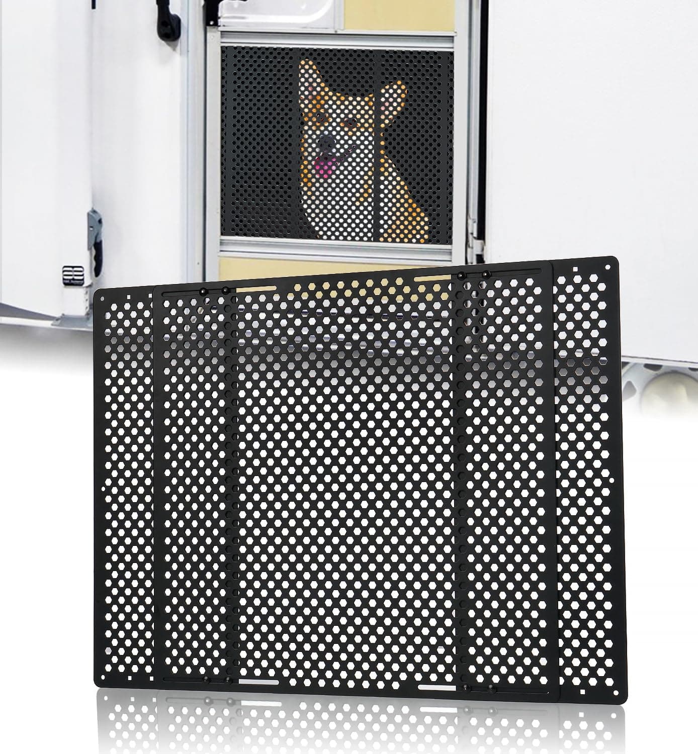 Aupar Aluminum Alloy RV Entry Screen Door Grille Adjusts from 22 315 Adjustable RV Door Screen Protector Black