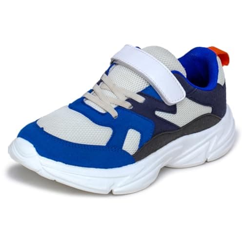 TRASE Kids Sports Shoes for Boys & Girls | Lightweight, Comfortable Unisex Footwear | Lace-Up for Running, Walking & Outdoor Play (Blue-White, 1 UK)