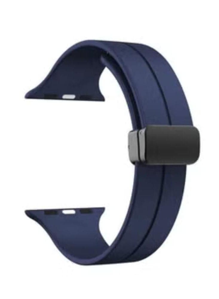 High Quality Silicone Band iWatch Sports Strap with Magnetic Lock for Apple Watch 44mm 45mm and Ultra 49mm 8 SE 7 6 5 Midnight Blue