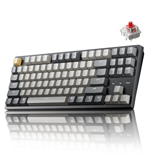 Keychron C1 Pro QMK/VIA Custom Wired Mechanical Keyboard, TKL Layout Programmable PBT Keycap RGB Backlight with K Pro Red Switch for Mac Windows Linux
