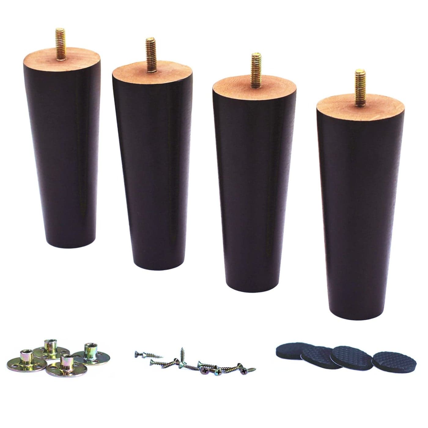 WEICHUAN Round Solid Wood Furniture Legs for Sofa Couch Chair Ottoman Loveseat Dresser Table Cabinet Legs Furniture Feet Replacement6 Set of 4