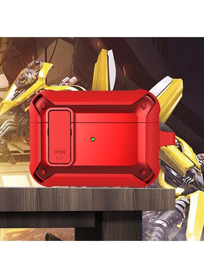 Case Cover Wireless Earphones Shockproof Bumblebee Silicone Protective Case with Switch For AirPods Pro Red