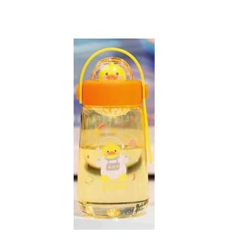 TEMSON Cute Water Bottle for Kids – BPA Free Water Bottle, Anti-Leak Non-Toxic Durable Water Bottle for Girls, Boys, Children, School Bottle for Kids – 600 ML(SL-7078) (Duck - Yellow)