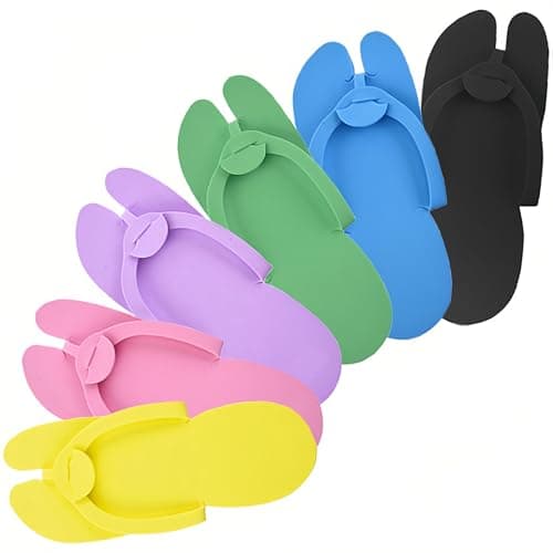 LYARCHTE 6 Pairs Disposable Foam Pedicure Slippers, Multi Color Bulk Pack for Nail Salons Guests and Spas