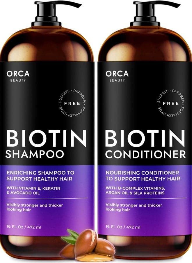 Biotin Shampoo and Conditioner for Women and Men - Volumizing Shampoo and Conditioner Set to help boost thinning hair - Hydrating, Nourishing Hair Loss Shampoo and Conditioner