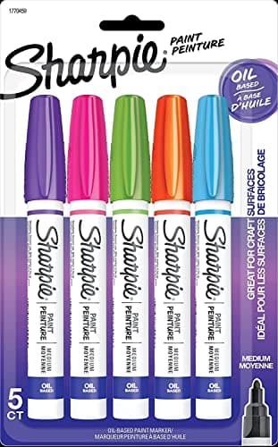 Sharpie OilBased Paint Markers Medium Point Bright Colors 5 Count Great for Rock Painting