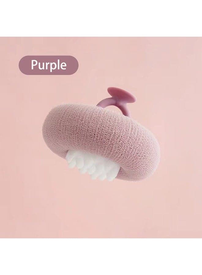 Bath Body Brush, Exfoliating Body Scrubber Bath Shower Sponge for Beautiful Skin, Promote Blood Circulation Lather Well Easy to Clean, Long Lasting Wet and Dry Scrubber (Purple)