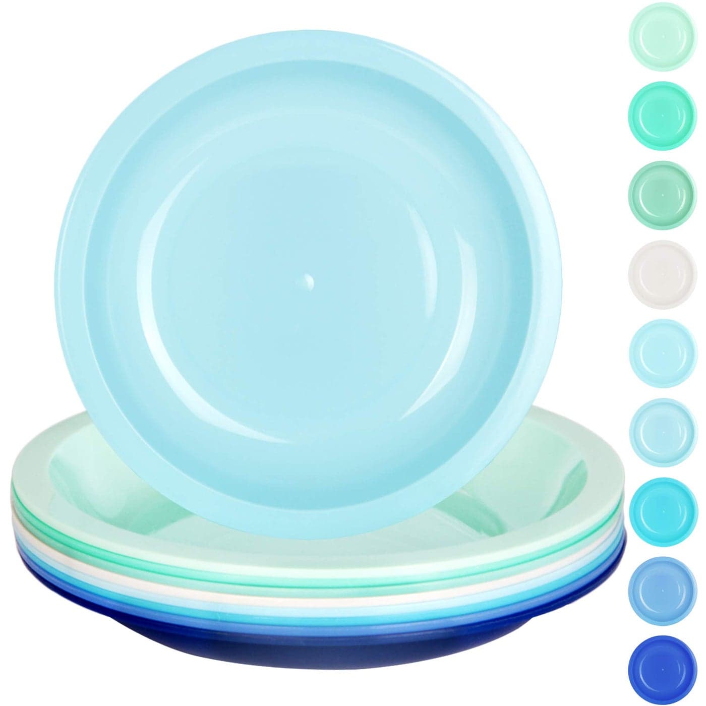 Youngever 75 Inch Plastic Plates Small Kid Size Kids Plates Toddler Plates Snack Plates Set of 9 Coastal Colors