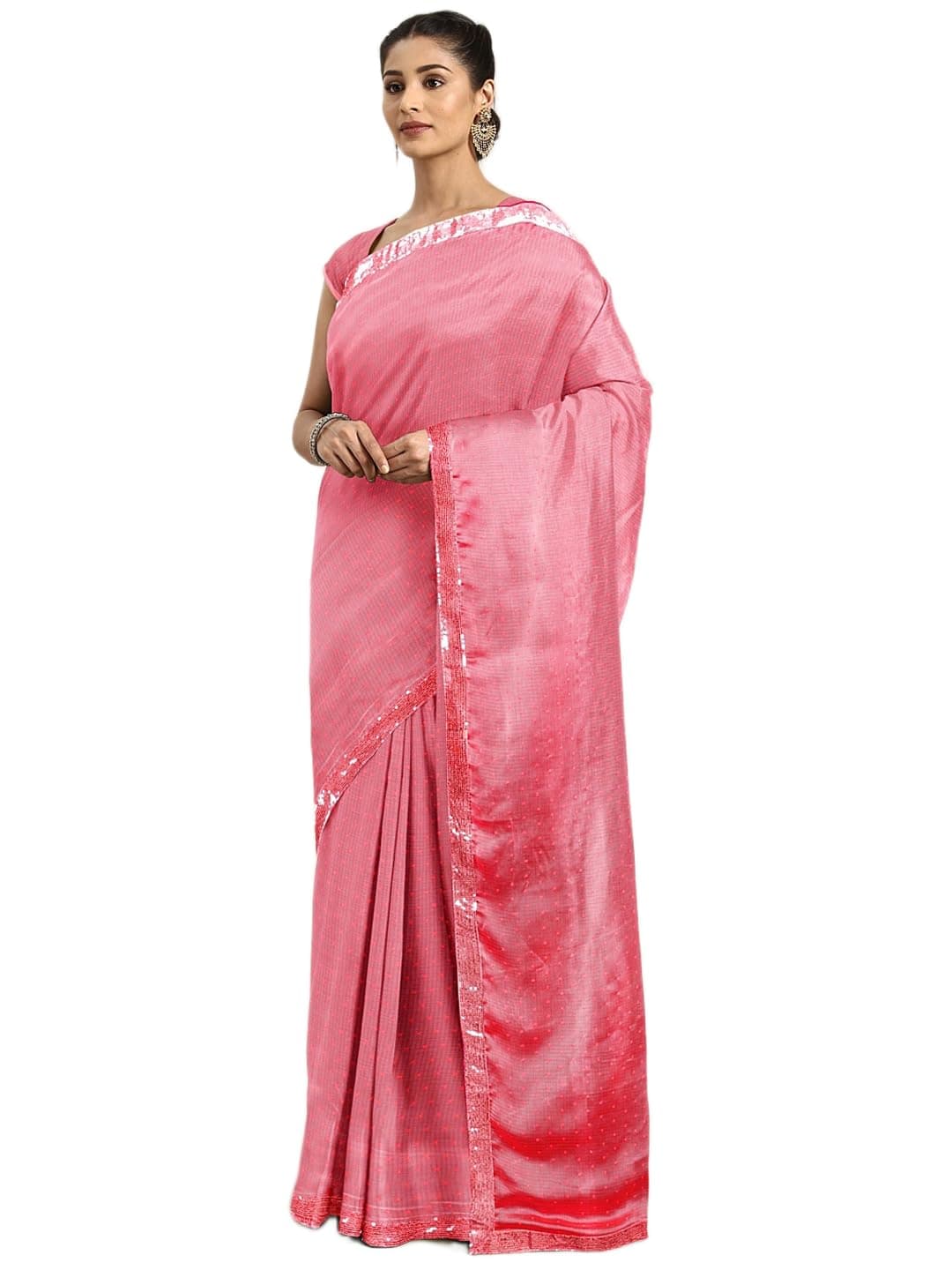 HEMOVIA Women's Plain Digital Print Cotton Silk Blend Saree with Silver Weaving Border Tassels-Elegant Ethnic Wear for Festive and Casual Occasions New 2025 (KANUPRIYA881SSSR01)