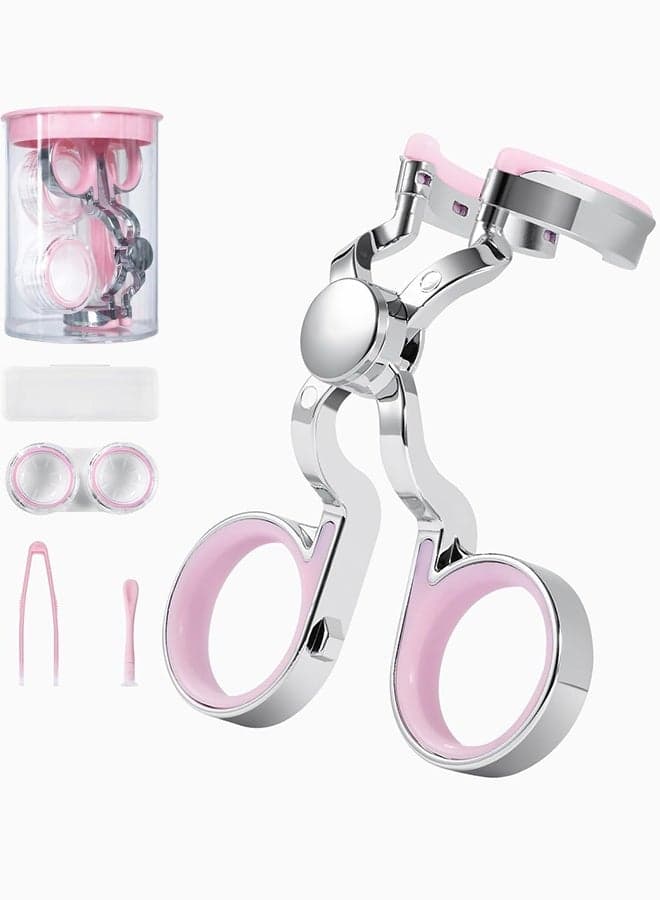 Contacts Lens Helper Contact Lens Wearing Kits Portable Contact Lens Insertion Wearing Aids with Tweezers Remover Tool Solution Case (Pink)