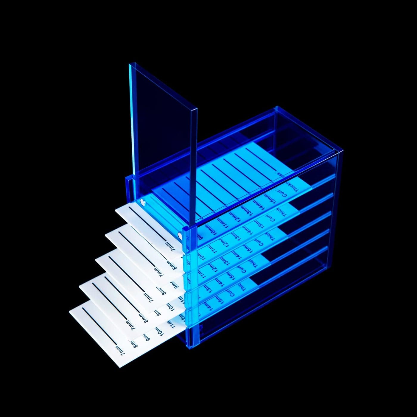 OLACHIKKO Lash Storage Organizer Upgrade Design Small 5Layer Lash Trays for Lash Extensions with magnet cover Blue Semilucent lash tray Organizer Eyelash Storage Box