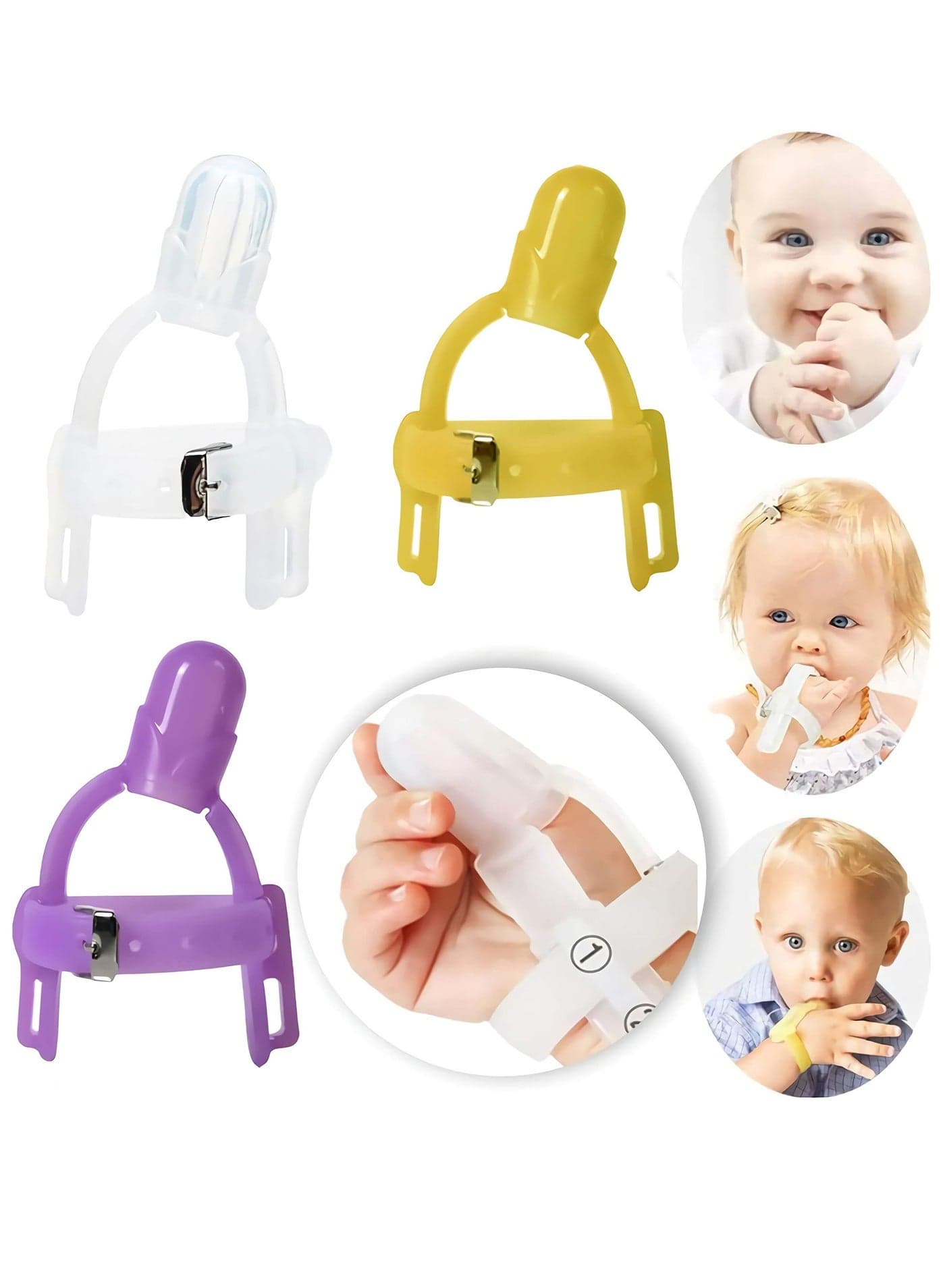 Baby Sucking Thumb Protector Stopper Finger Guard Silicone Adjustable Biting Teether for Infant 3pcs
