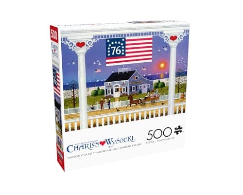 Buffalo Games Jigsaw Puzzles for Adults 500 Pieces Charles Wysocki Nantucket 4th of July Hard Adult Puzzle with Reference Poster Fun Unique Challenging for All Abilities Large 2125 x 15