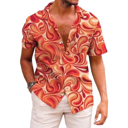 KYKU Men's Summer Shirts Button Up Hawaiian Shirt, Abstract Pattern, Small