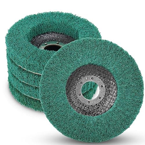 Baisiky 5Pcs 4.5" x 7/8" Nylon Fiber Flap Disc Polishing Grinding Wheel,Scouring pad Buffing Wheel for Angle Grinder, Polishing Tools (Grit 180)…