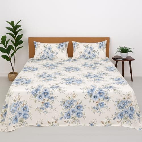 Bhoomi Impex Printed Bedsheet for Queen Bed with 2 Pillow Covers – Soft, Wrinkle-Free, Soft Touch & Skin Friendly – 90 x 100 Inches – Batik Beauty