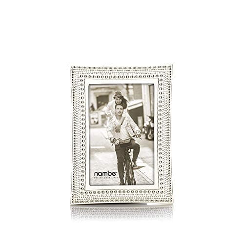 nambe Beaded Picture Frame, 4" x 6" | Photo Frame with Tempered Glass | Vintage and Contemporary Design | Tabletop Display Family, Friends, Wedding Gift, Home Office Décor | Silver Plate and Glass