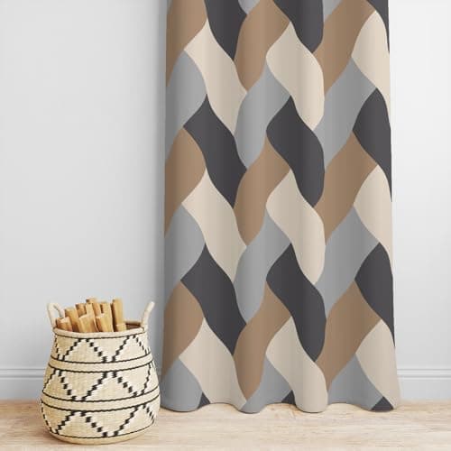 DECOMIZER Super Soft Brushed Microfiber Cotton Door Curtains,48X84(Inches) 7 Feet,Living Room,Grommet Curtain Panel,Pack of 2 Panel Door Curtains, Beige Cross