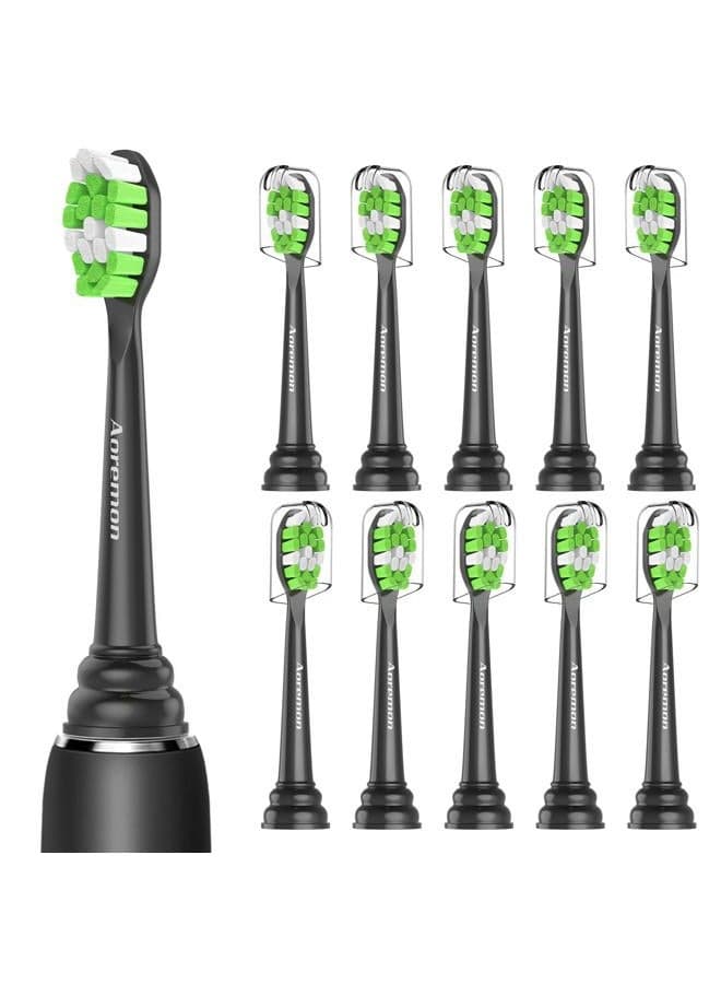 Replacement Toothbrush Heads for Philips Sonicare DiamondClean, Black, Pack of 10