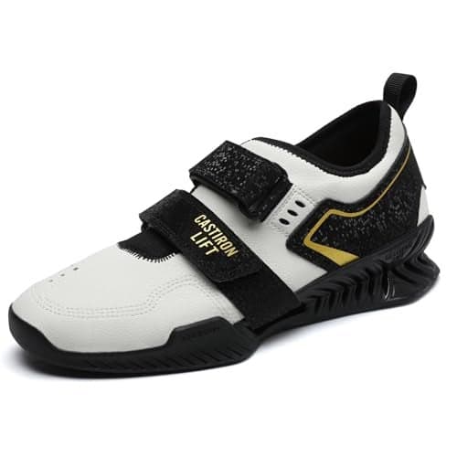 Weightlifting Shoes - High Stability Squat Shoes for Men Women with Non-Slip Rubber Sole, Wide Toe Box & Heel Support for Lifting Powerlifting, Gym, Black/White