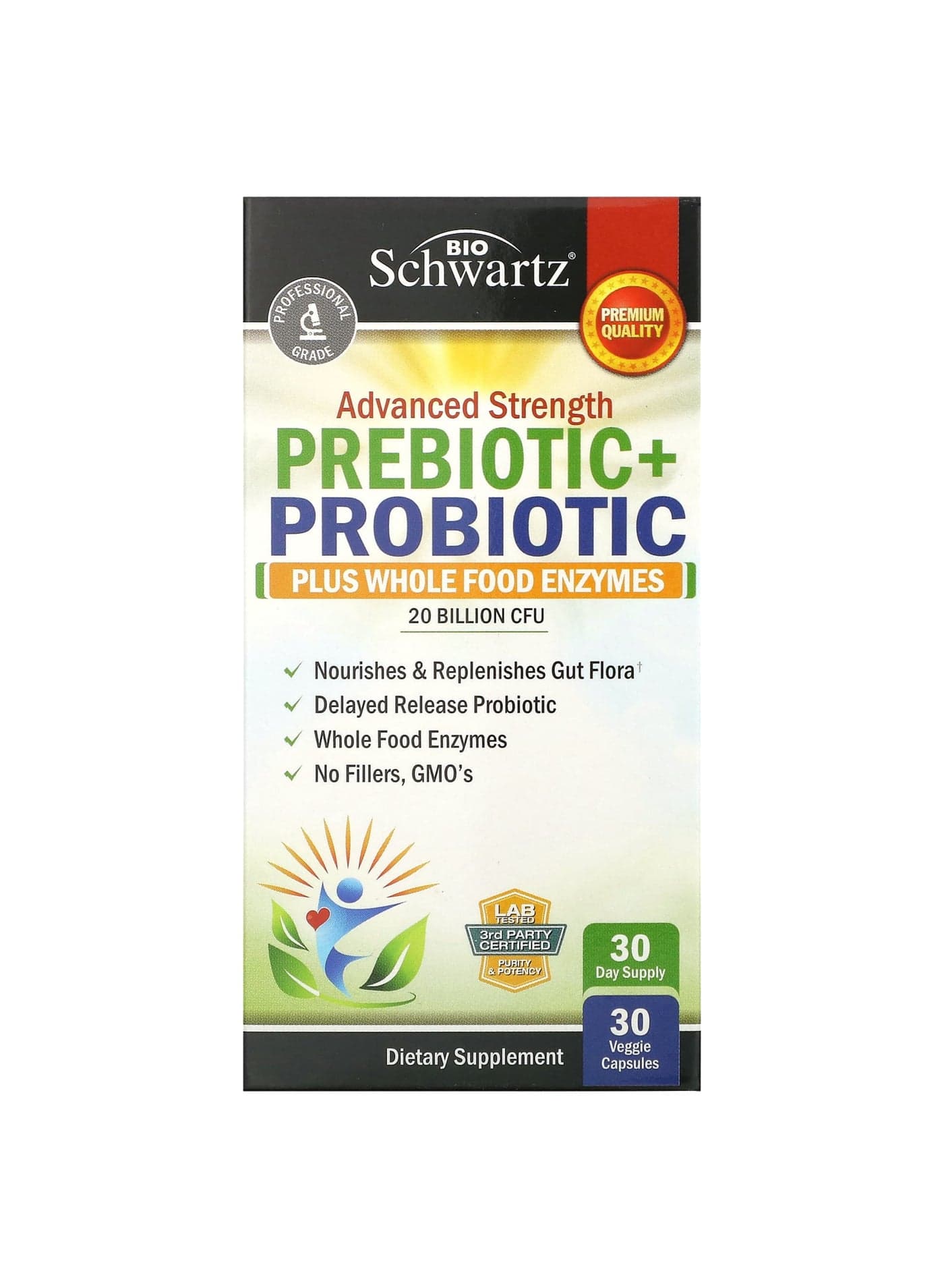 Advanced Strength, Prebiotic+Probiotic, 20 Billion CFU, 30 Veggie Capsules
