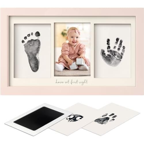 Inkless Hand and Footprint Kit, Boy, Girl, Newborn Keepsake - No Mess Ink Pad for Baby Handprint, Clean Touch Paw Print Kit for Dog Picture Frame, Personalized Baby Christmas Shower Gifts (Petal Pink)
