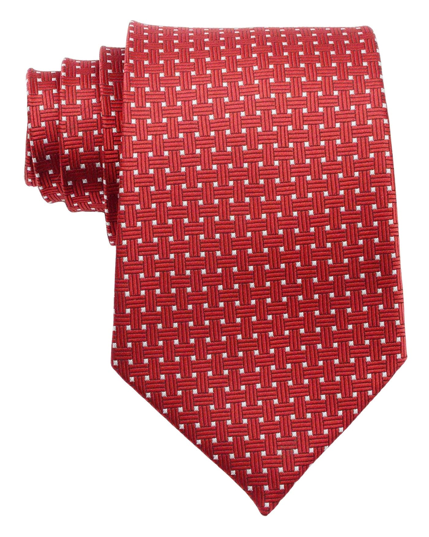 Geotae Zerun New Classic Solid Checks Paisley JACQUARD WOVEN Silk Men's Tie Necktie (Woven Red)