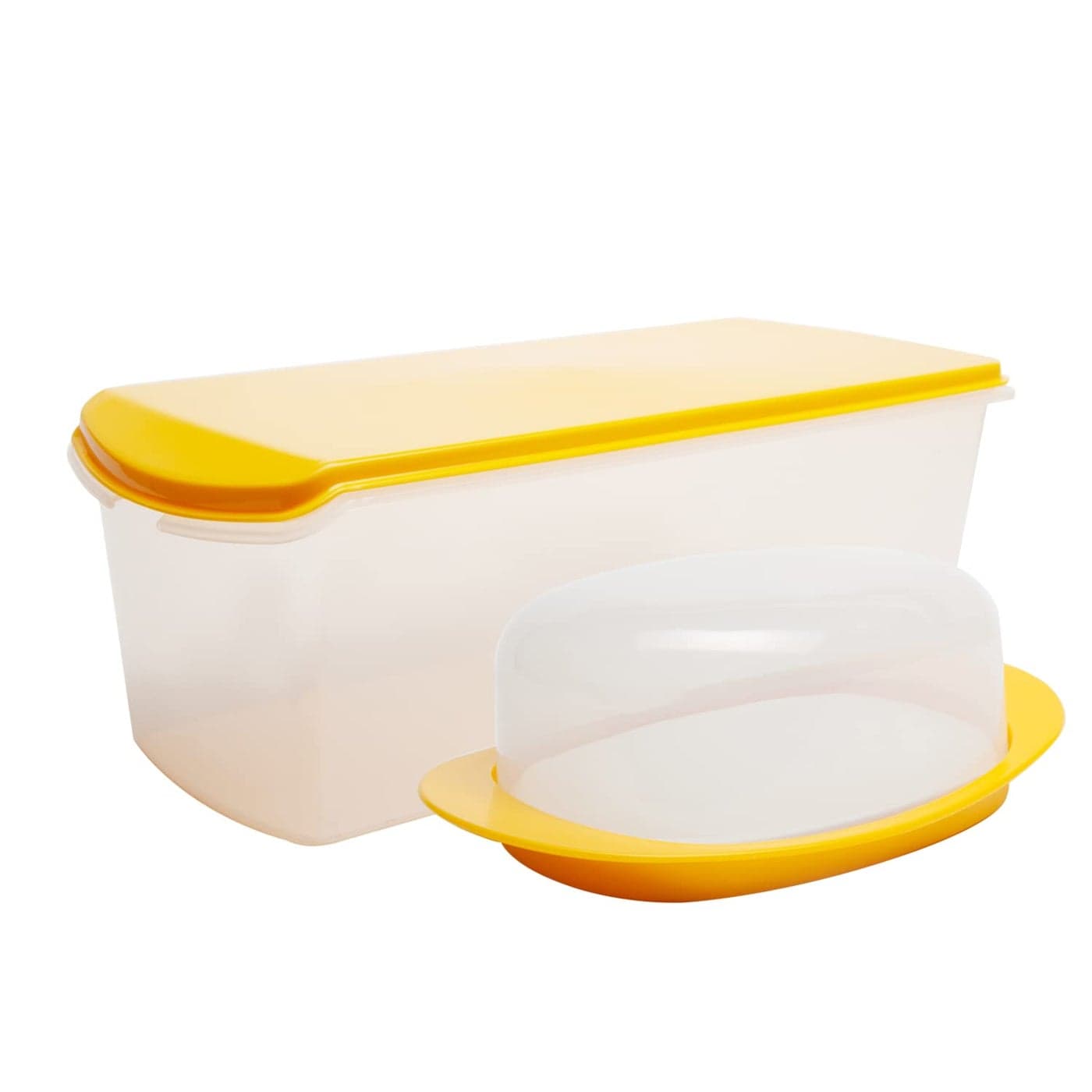 Gluman Big Bread Box with Butter Dish Container Bread Box And Butter Dish Combo 100 Food Grade Dishwasher Safe Freezer Safe Recyclable Reusable Yellow