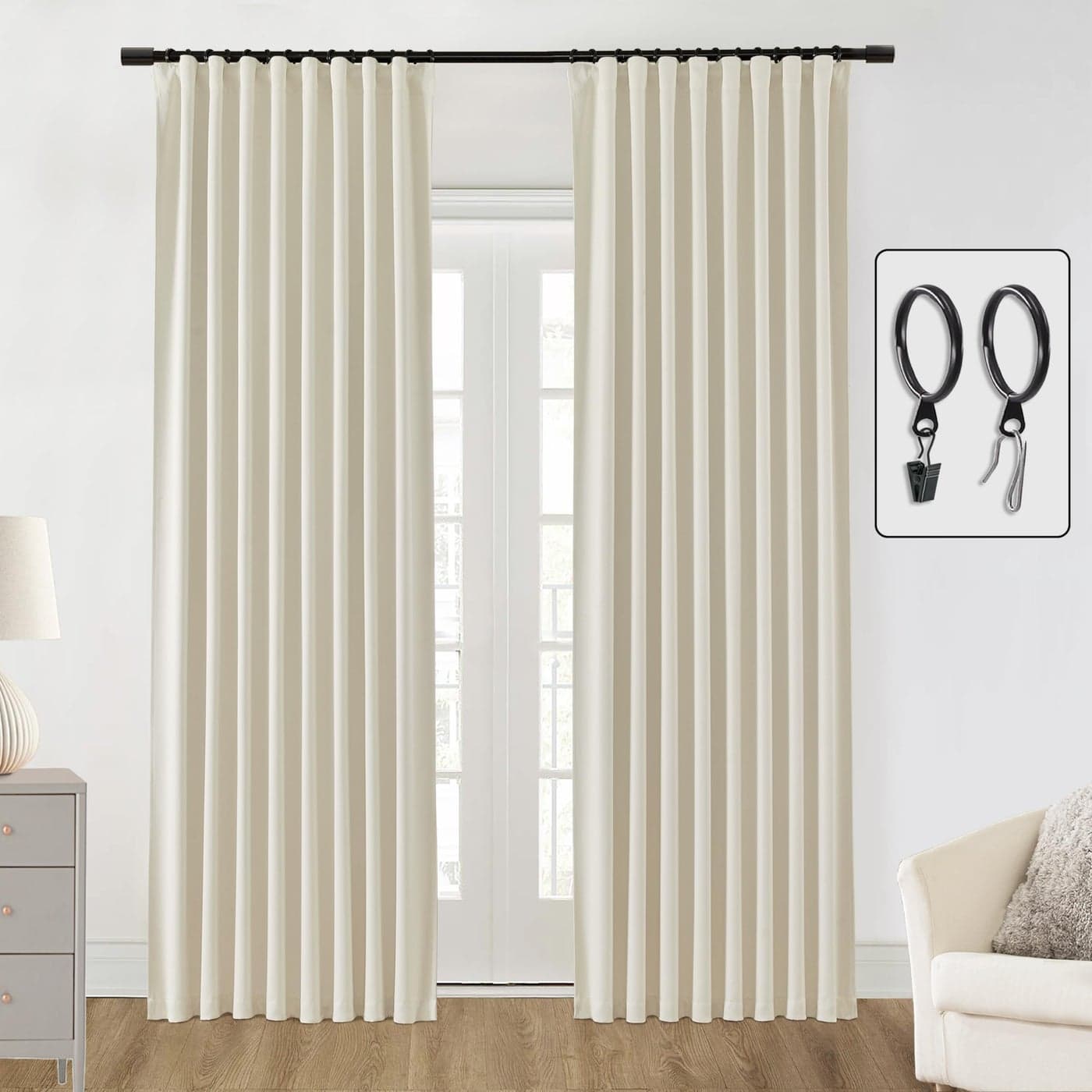 SHINELAND Cortinas para Sala Cuarto90 Inch CurtainsCream Beige Blackout Curtains 90 Inches Long for Living Room 2 Panels SetBack Tab Pleat Room Darkening Curtains 90 Inch Length for Bedroom