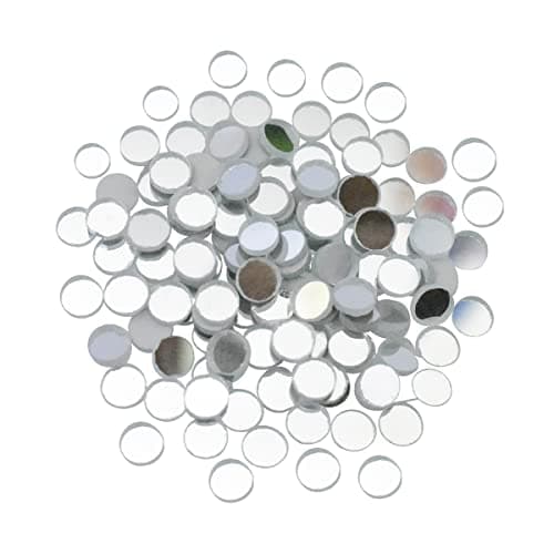 EmbroideryMaterial Smoothly Grinded Edges Glass Craft Mirrors for Lippan Art, Dress Embellishment, Craft & DIY (3MM, Silver, Round, 1000 Pieces)