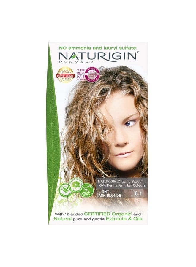 Light Ash Blonde Hair Dye 8.1 - Permanent Hair Color 100% Grey Coverage - Certified Organic Natural Ingredients, Deeply Nourishes the Hair - Ammonia Free, Vegan, Long Lasting Results