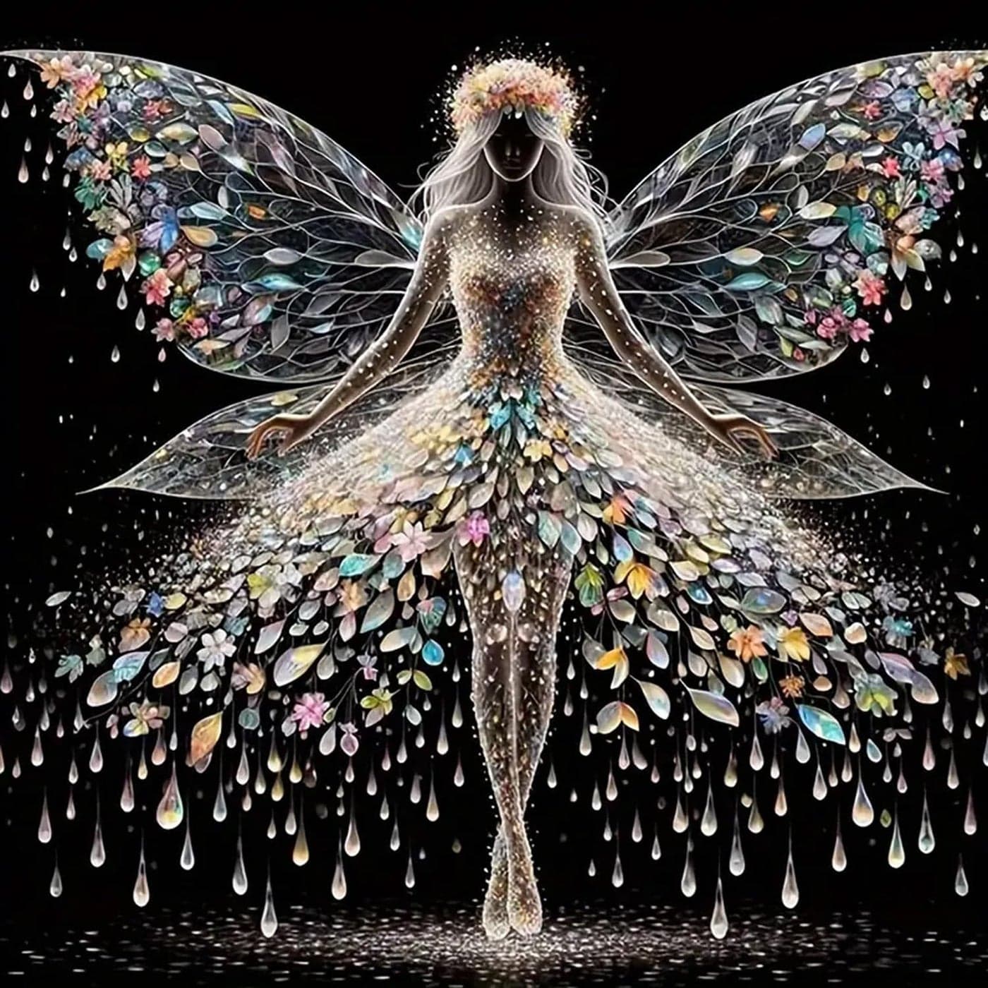 ZHUDENGXJL 5D Diamond Painting Kits for AdultsColourful Angel Wings Fairy Diamond Art Kits for AdultsDIY Full Drill Diamond Dot Gem Art Kits for Adult BeginnersWall Home Decor 12 X 12inch