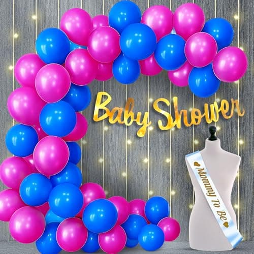 Party Propz Baby Shower Decorations Items - 23pcs| Baby Shower Banner (Cardstock) | Mom to Be Sash | Balloons and Fairy Led Light Baby Shower Decorations | Mom To Be Gifts For Pregnant Women