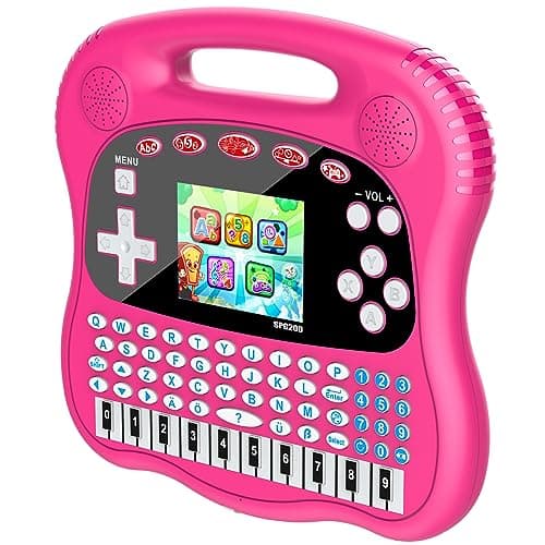 Interactive Early Learning Tablet Educational Toys for Ages 2 Abcs Words Shapes Numbers Games Music Encourages Independent Play Electronic Toys Gifts Pink