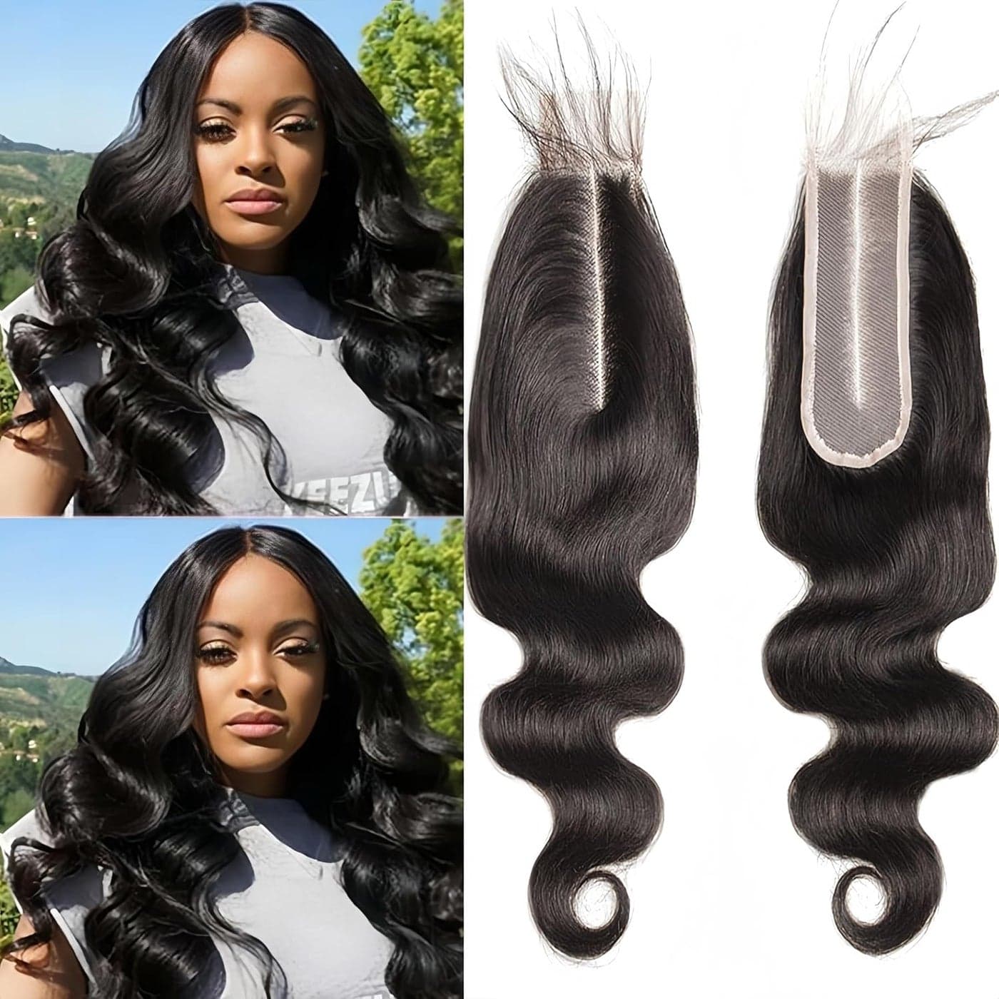 Middle Part 2x6 Lace Closure Body Wave Remy Human Hair Wavy Lace Closure with Baby Hair 12 inch