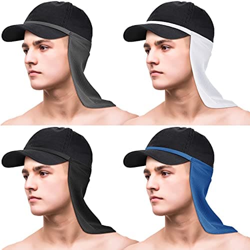 Tatuo 4 Pieces Unisex Neck Gaiter UV Face Cover Sun Protection Neck Drape Multifunctional 2 in 1 Face Covering for Outdoor Sports Fishing (Black,Dark Gray,Royal Blue,White,No Clasp)