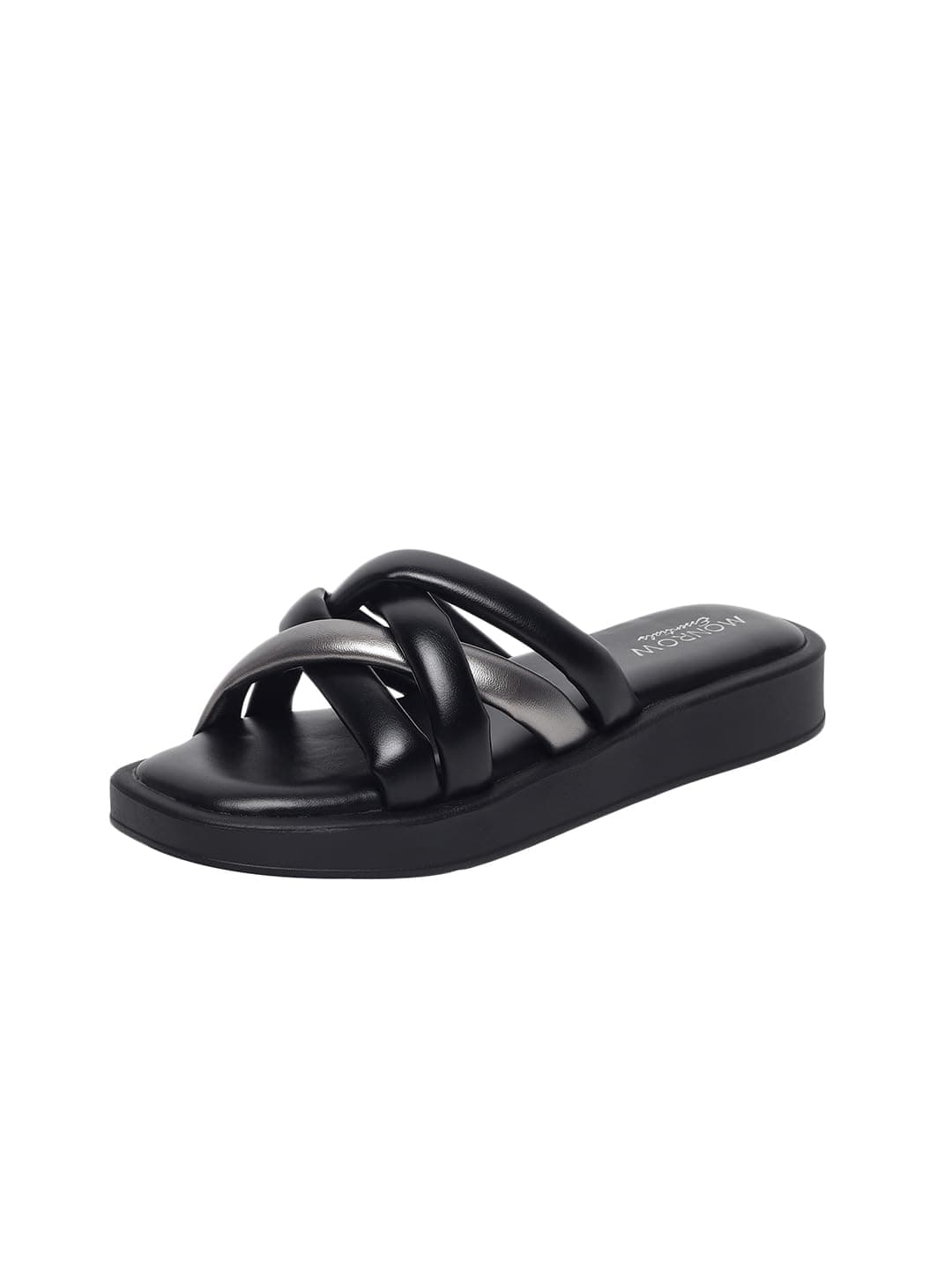 MONROW Fancy And Trendy Lightweight and casual Regularwear Vegan Flats For Women and Girls Black 3UK