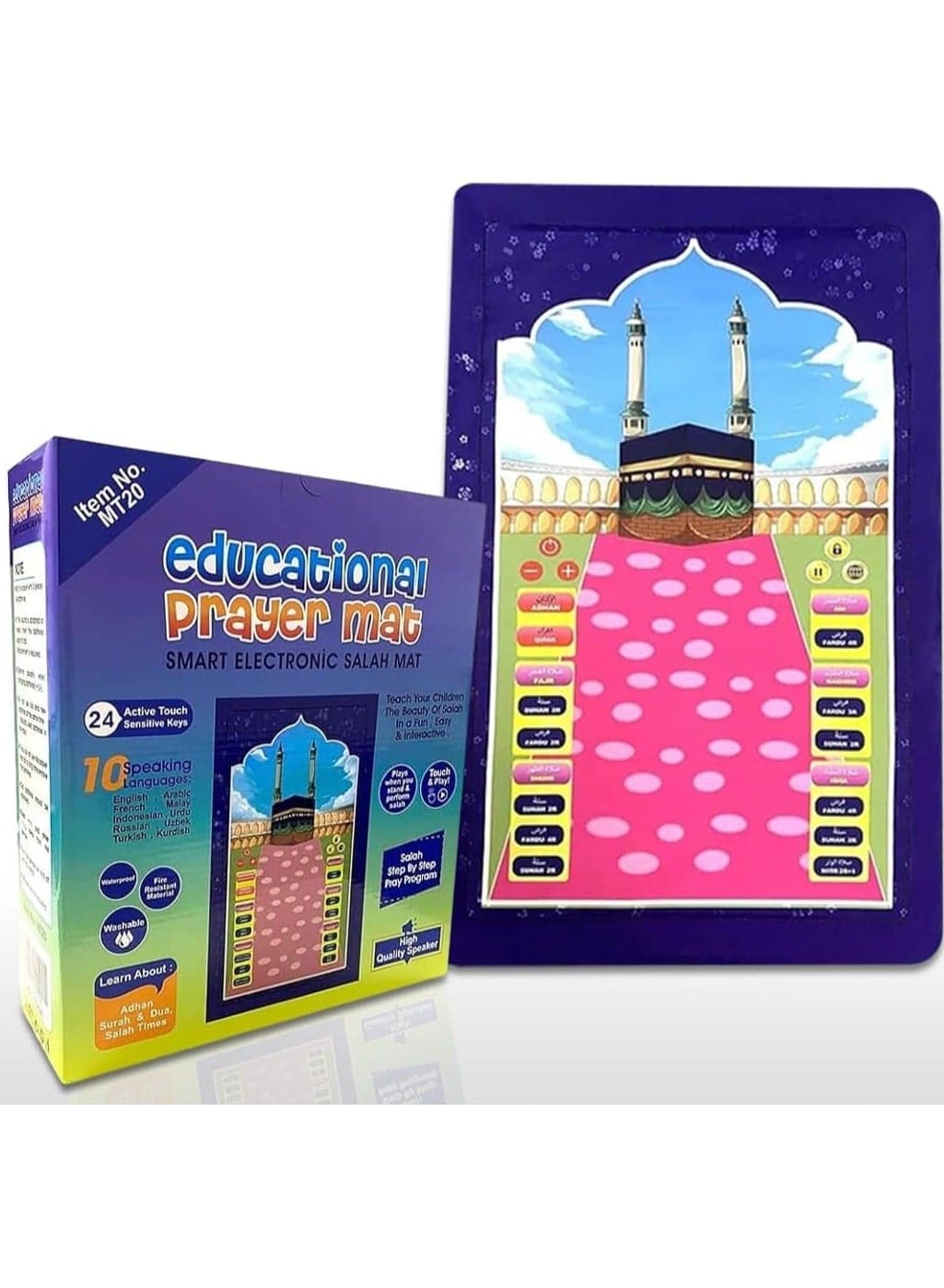 Electronic Kids Educational Prayer Mat - Interactive Learning and Fun for Children, Electronic Muslim Islamic Prayer Mat for Kids, Prayer Rug for Kids