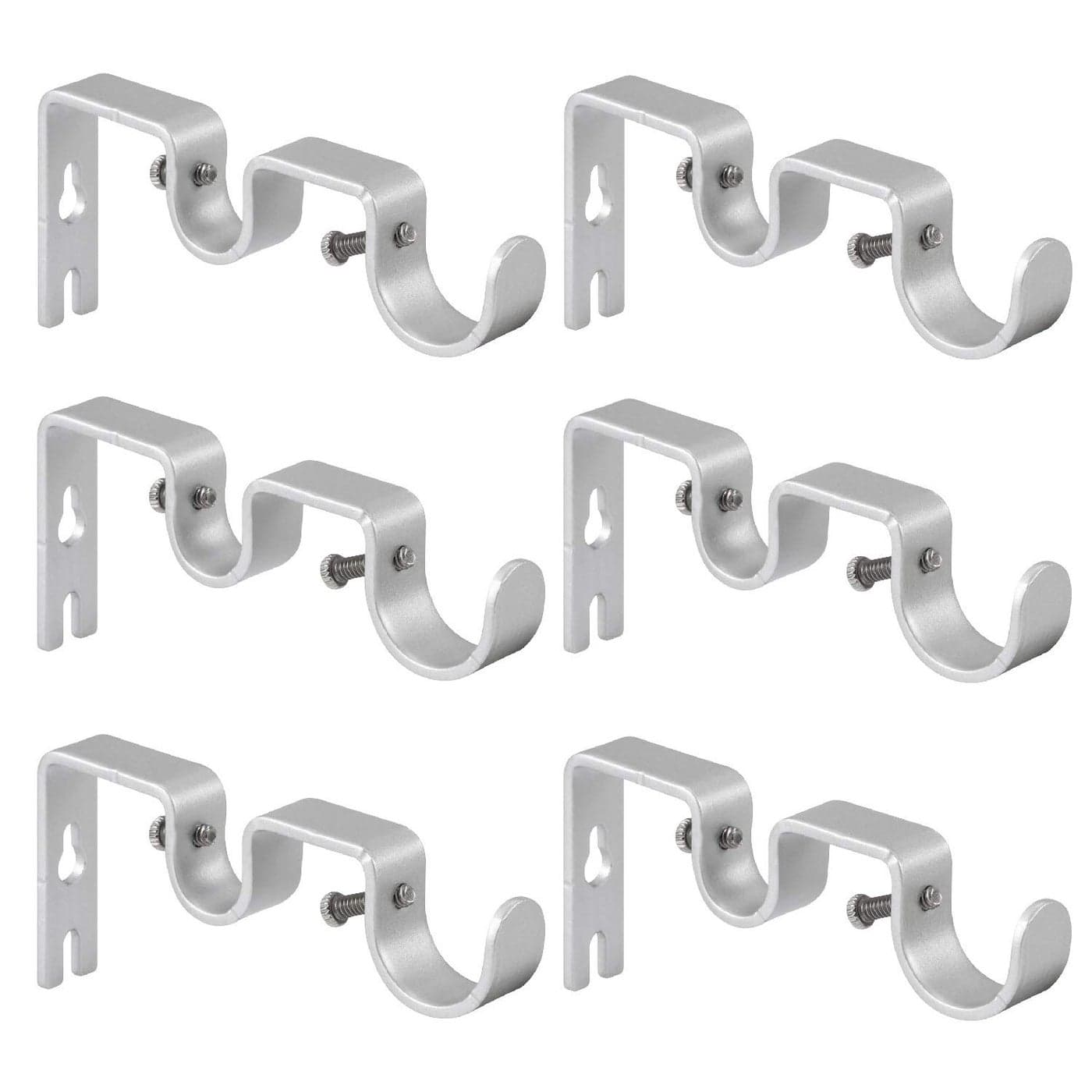 Anndason Heavy Duty Double Curtain Rod Brackets Set of 6 Silver 1 and 58 Inch Rod Holders