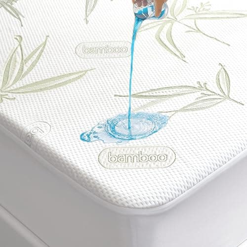 Twin XL Size Waterproof Mattress Protector Premium Cooling Viscose from Bamboo Mattress Pad Breathable Noiseless Cooling MachineWashable Bed Cover with 21 Deep Pocket