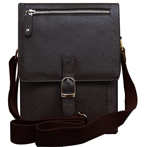ABYS Genuine Leather Coffee Brown Messenger Bag||Neck Pouch for Men & Women
