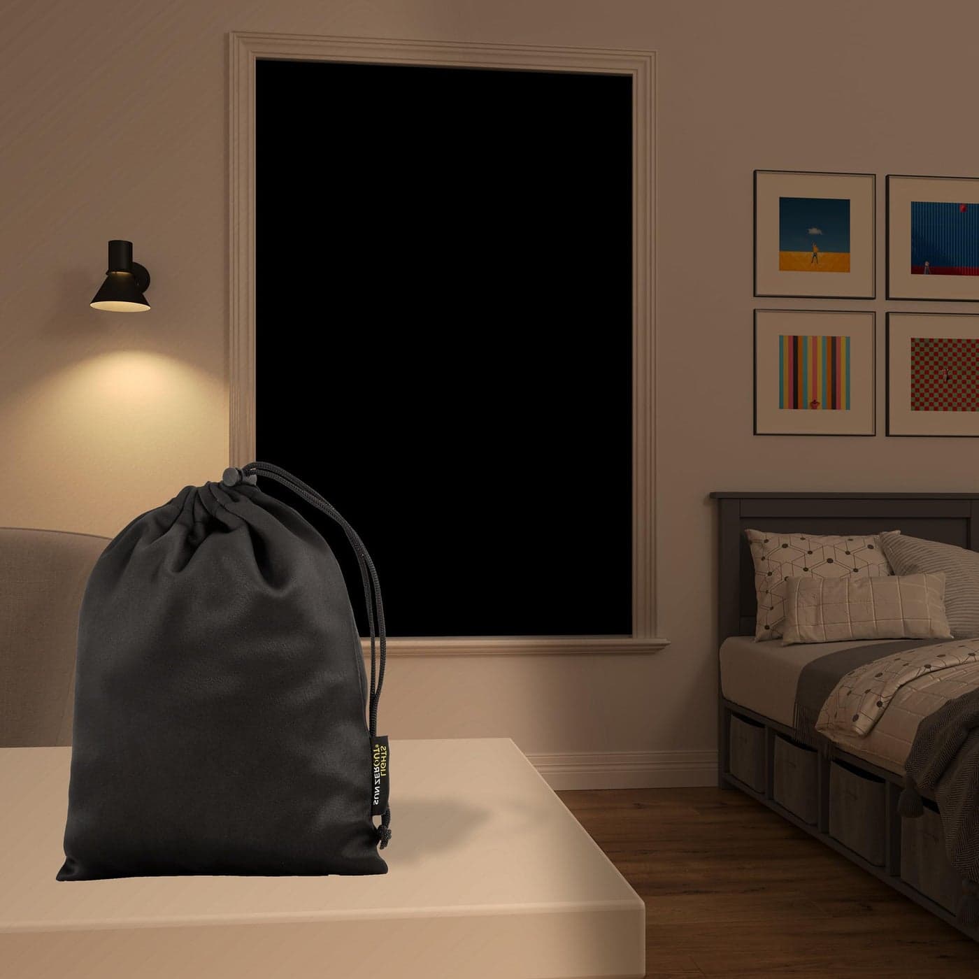 Sun Zero Lights Out Portable Travel 100 Blackout Suction Cup Curtain Panel 50 x 78 Black