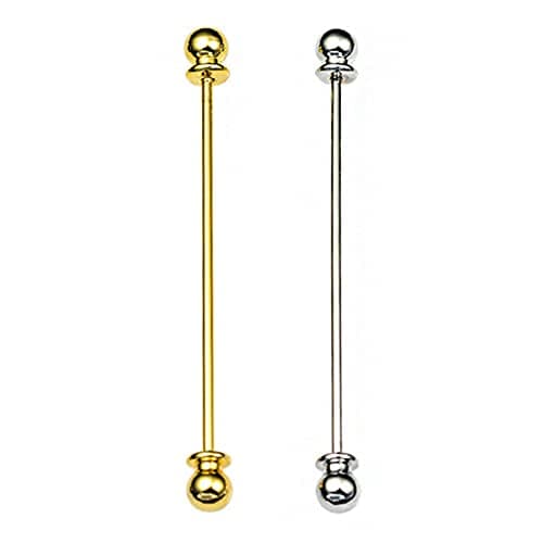 2-Piece Collar Pin & Bar Set - Shirt Collar Tie Pins for Men - Wedding & Business (Silver, Golden)