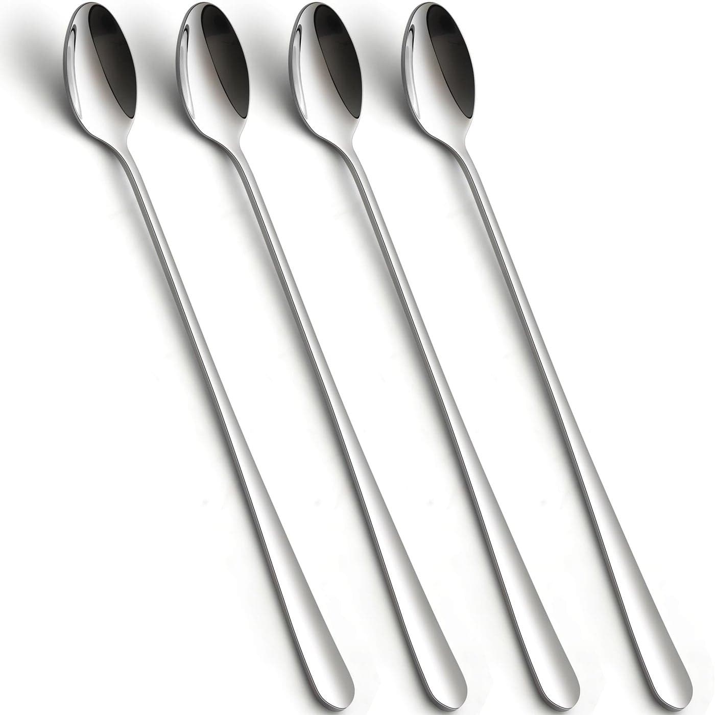 tiokin Latte Spoons Long Handle Coffee Spoons Teaspoons Set of 4 Stainless Steel 9 inches Mixing Ice Cream Stirring Spoon Ideal for Iced Coffee Iced Tea Milk Shake Ice Cream Sundeas Cool Drinking
