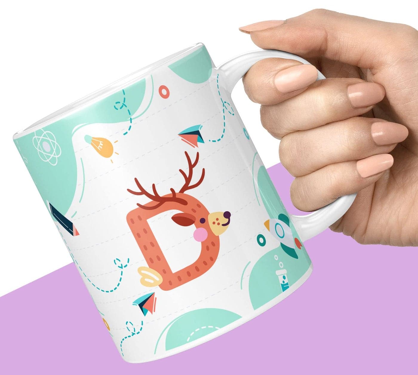 NH10 DESIGNS Colorful Alphabet Letter D Printed Coffee Mug For Kids Girls Boys Friends Love Best Gift For Birthday Anniversary Initial Letter D (Microwave Safe Ceramic Tea Coffee Mug-350ml) - ABVWM2 143